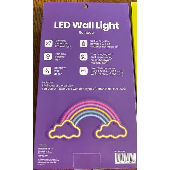 Bundle of 3 LED wall neon lights. Rainbow, Dinosaur, & Storm Cloud - Picture 5 of 10